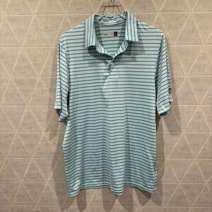 KJUS Polo Shirt Men Large 52 L Blue Striped Short Sleeve Comfort Fit Str…
